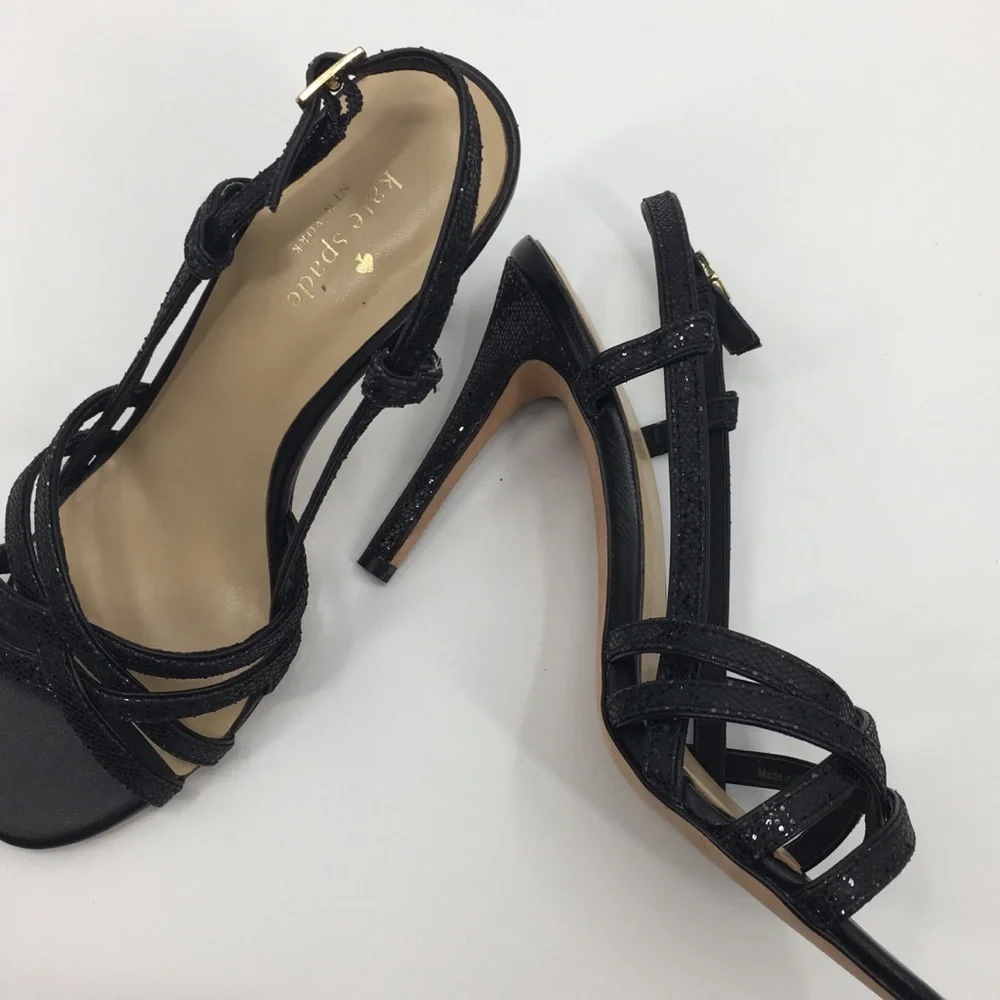 Kate‎ spade black strapped high heels size 9M
